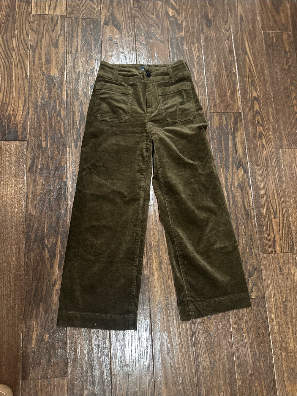 Maeve Olive Green Corduroy Wide-Leg Pants